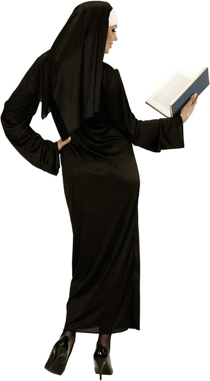 Widmann 61320 Women's Nun (Tunic, Headpiece) Costume Nun, Tunic and Headpiece, Monastery, Spirital, Theme Party, Carnival, Halloween XXL Black