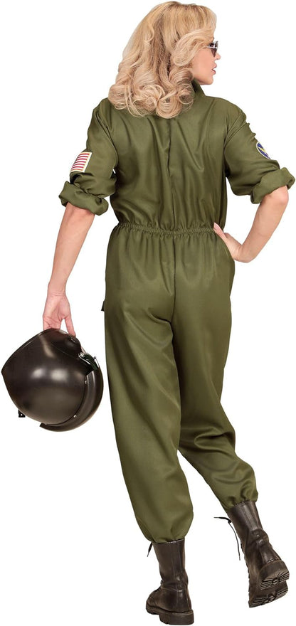 WIDMANN Ladies All-in-One Fighter Jet Pilot Costume. Halloween, Carnival and Hen Night S Single