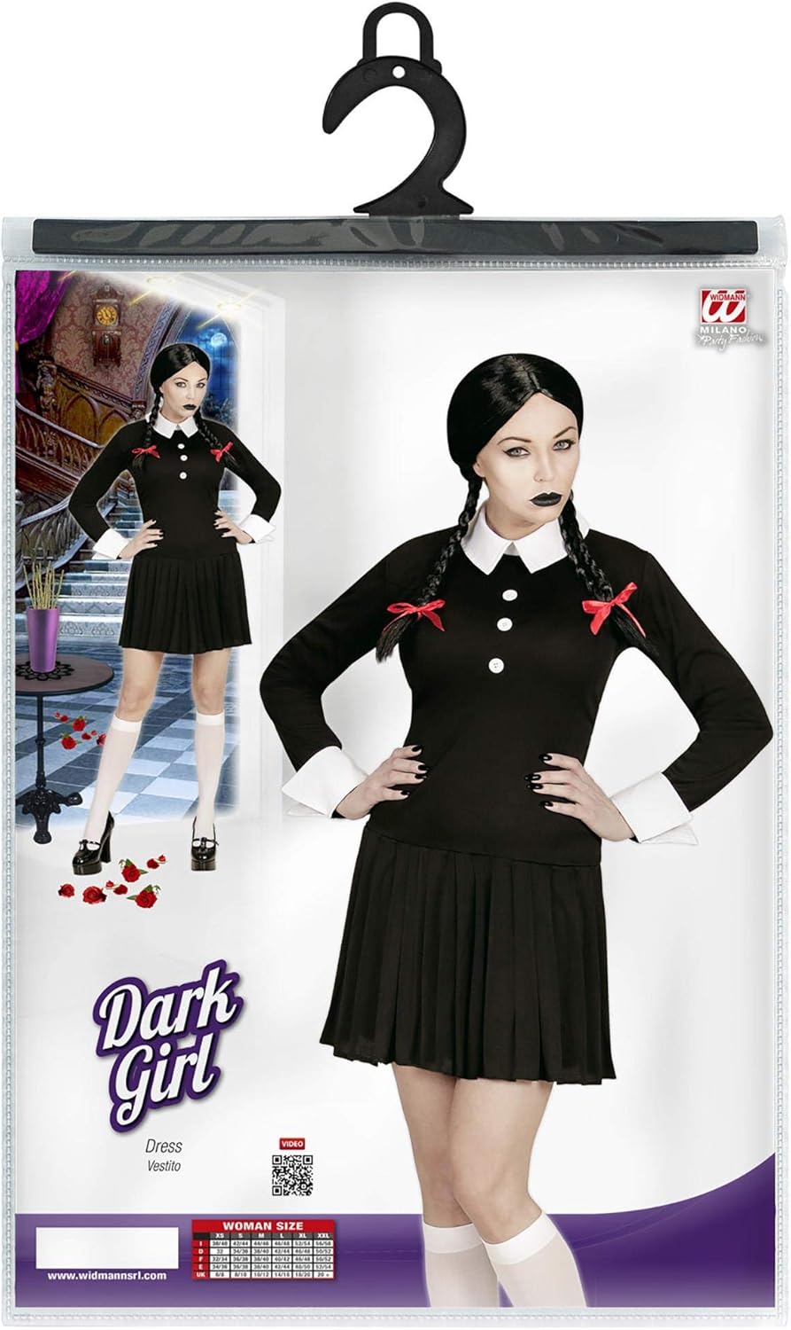 Widmann - Dark girl costume, dress, Halloween, carnival, theme party