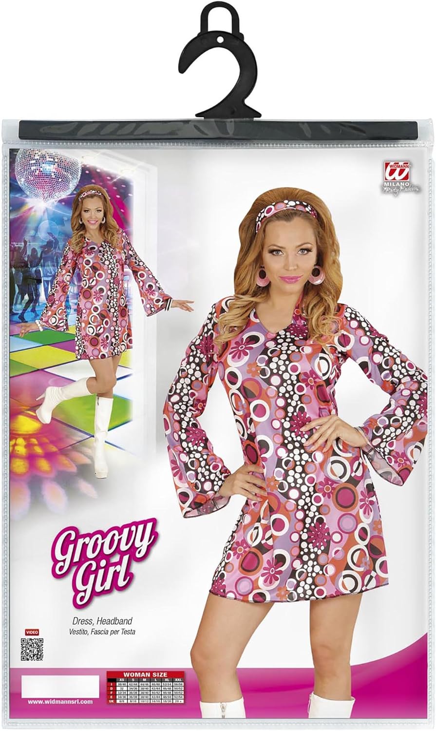 Widmann Adult costume, groovy, seventies, mini dress