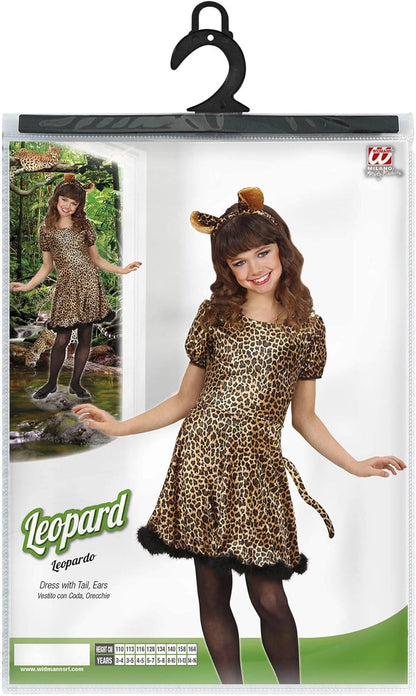 Widmann - Children's leopard costume, dress with tutu and headband, animal, theme party, carnival 140