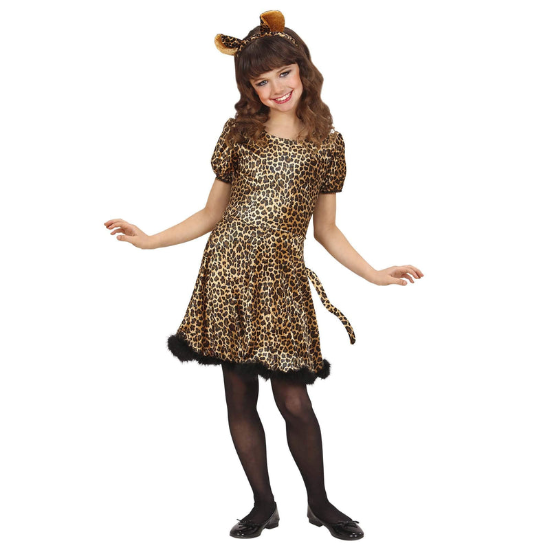 Widmann - Children's leopard costume, dress with tutu and headband, animal, theme party, carnival 140