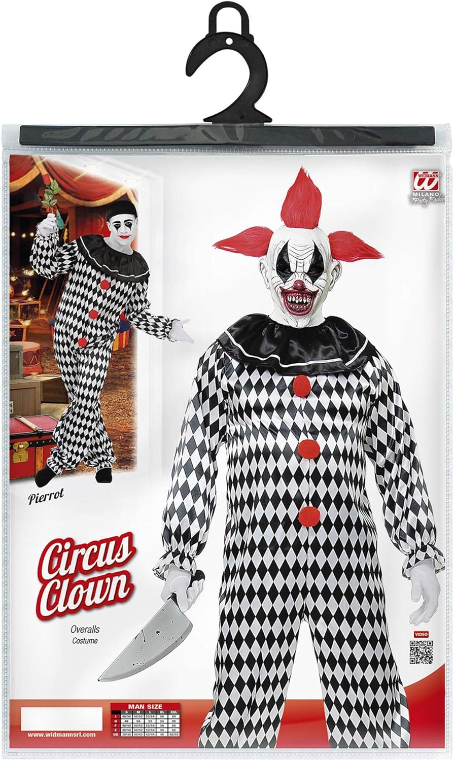 Widmann - Kostüm Circus Clown, Overall, Killer Clown, Horrer, Halloween, Karneval XL