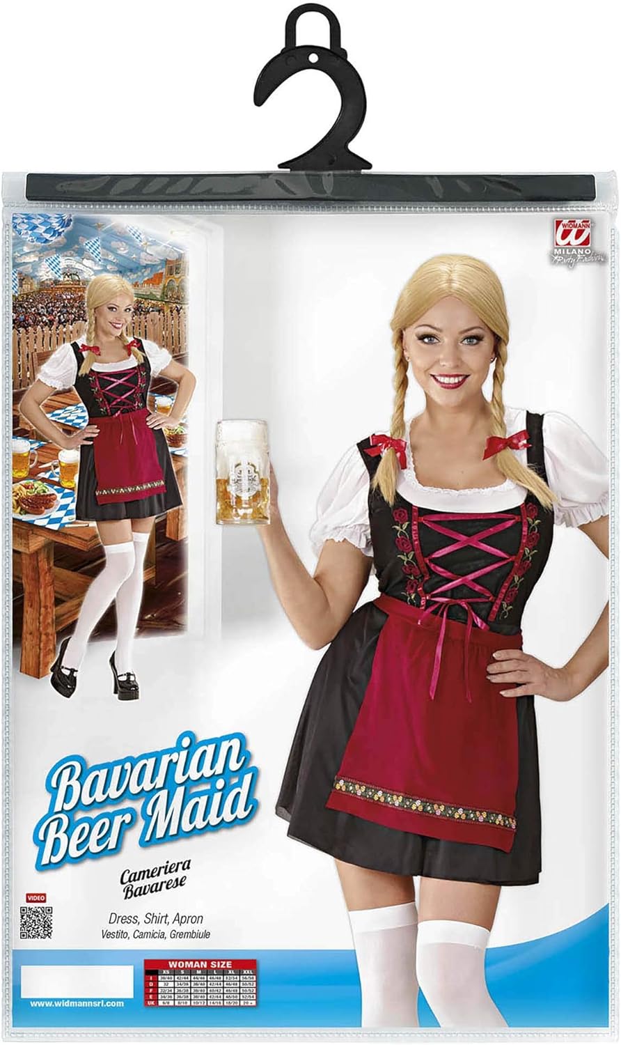 Widmann - Bavarian Waitress Costume, Dress, Blouse, Apron, Beer Party, Folk Festival, Carnival, Theme Party