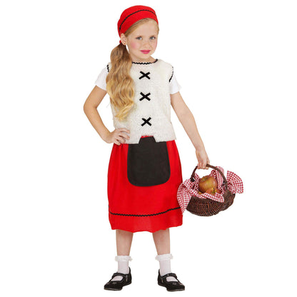 Widmann Waistcoat Pocket Christmas 72905 Children's Costume, Farmer's Girl, Vest, Skirt with Bag, Headscarf, Theme Party, Carnival, Multicoloured, 116 (EU)