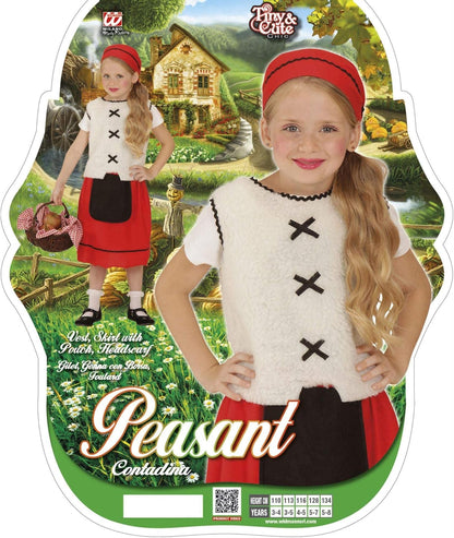 Widmann Waistcoat Pocket Christmas 72905 Children's Costume, Farmer's Girl, Vest, Skirt with Bag, Headscarf, Theme Party, Carnival, Multicoloured, 116 (EU)