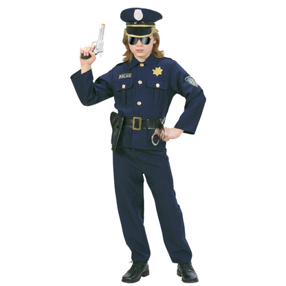 Widmann - Kinderkostüm Polizist, Oberteil, Hose, Gürtel mit Holster, Hut, Karneval, Mottoparty