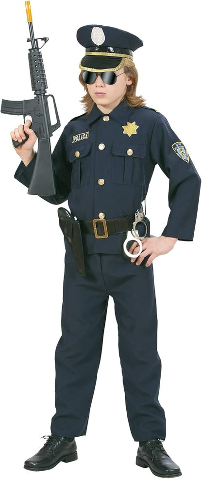Widmann - Kinderkostüm Polizist, Oberteil, Hose, Gürtel mit Holster, Hut, Karneval, Mottoparty