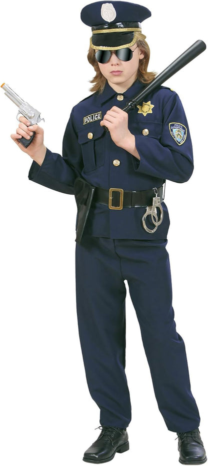 Widmann - Kinderkostüm Polizist, Oberteil, Hose, Gürtel mit Holster, Hut, Karneval, Mottoparty