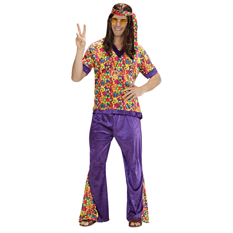 Velvet Hippie Dude Costume Medium for 60s 70s Hippy Fancy Dress