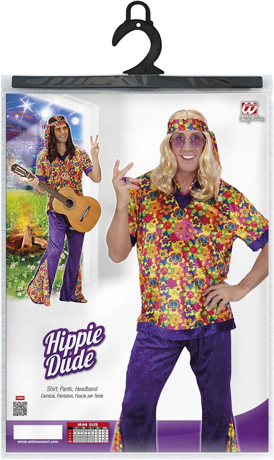 Velvet Hippie Dude Costume Medium for 60s 70s Hippy Fancy Dress