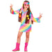 Widmann - Kinderkostüm Hippie Girl, Kleid mit Weste, Stirnband, Peace, Flower-Power, Motto-Party, Karneval 158