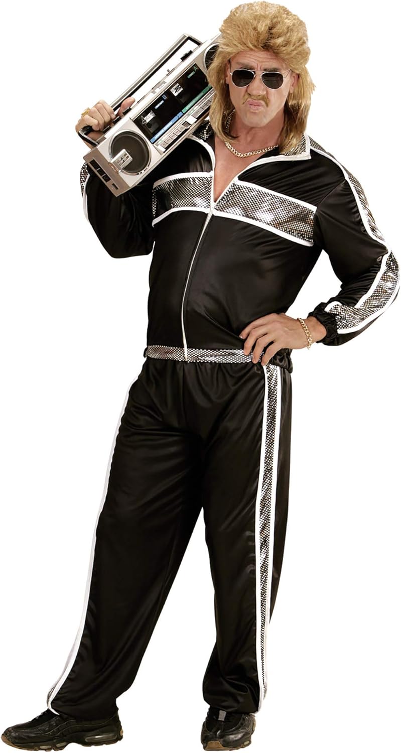 Widmann Adult Costume Tracksuit, Jacket and Pants, Black