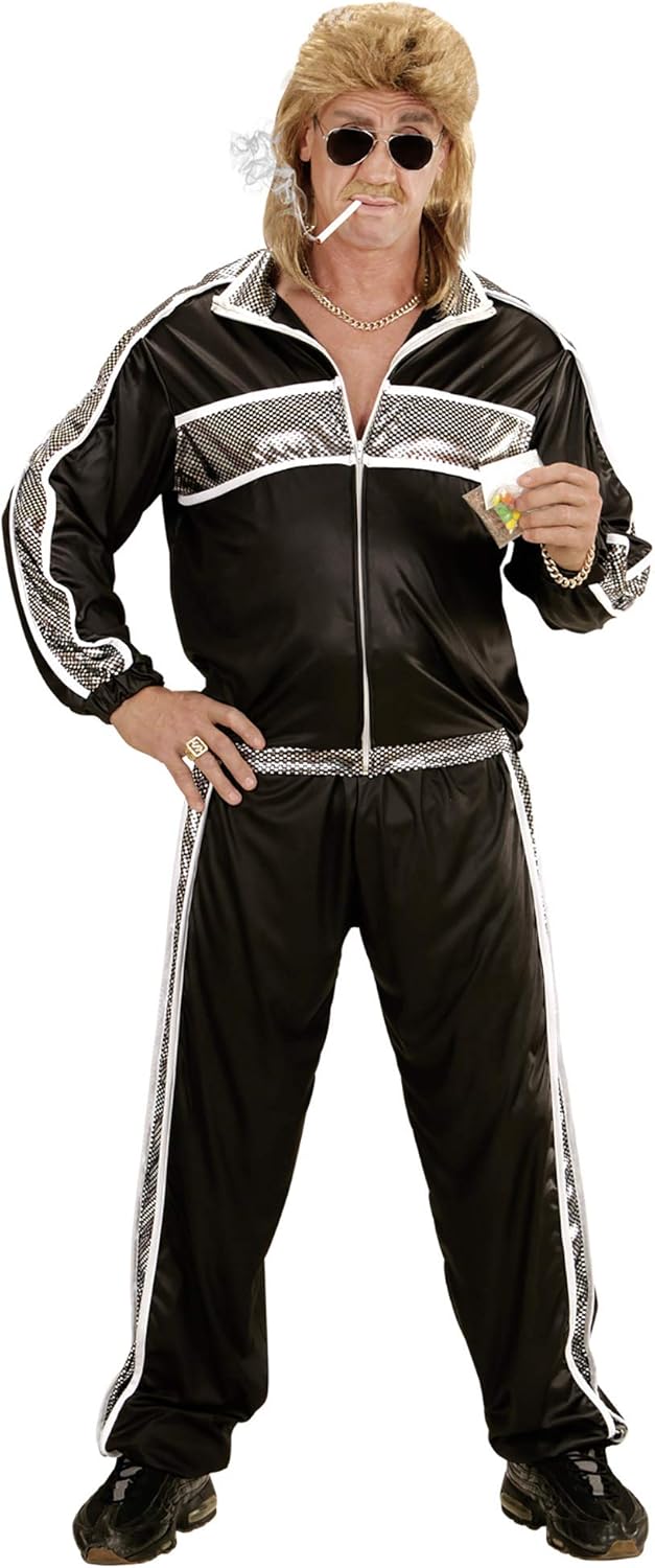 Widmann Adult Costume Tracksuit, Jacket and Pants, Black