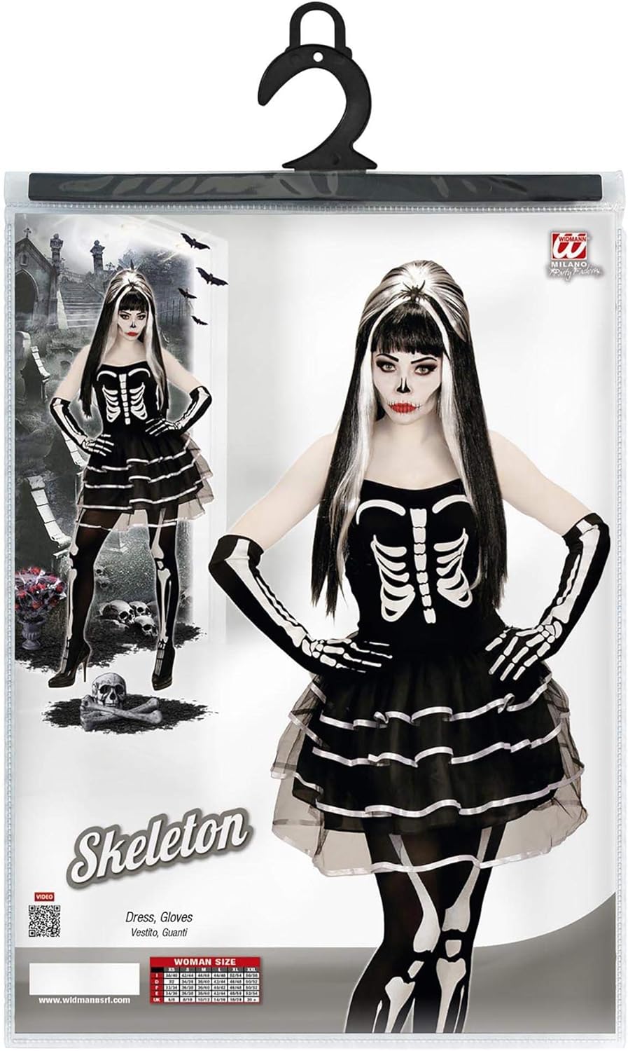 "SKELETON" (dress, gloves) - (XL)