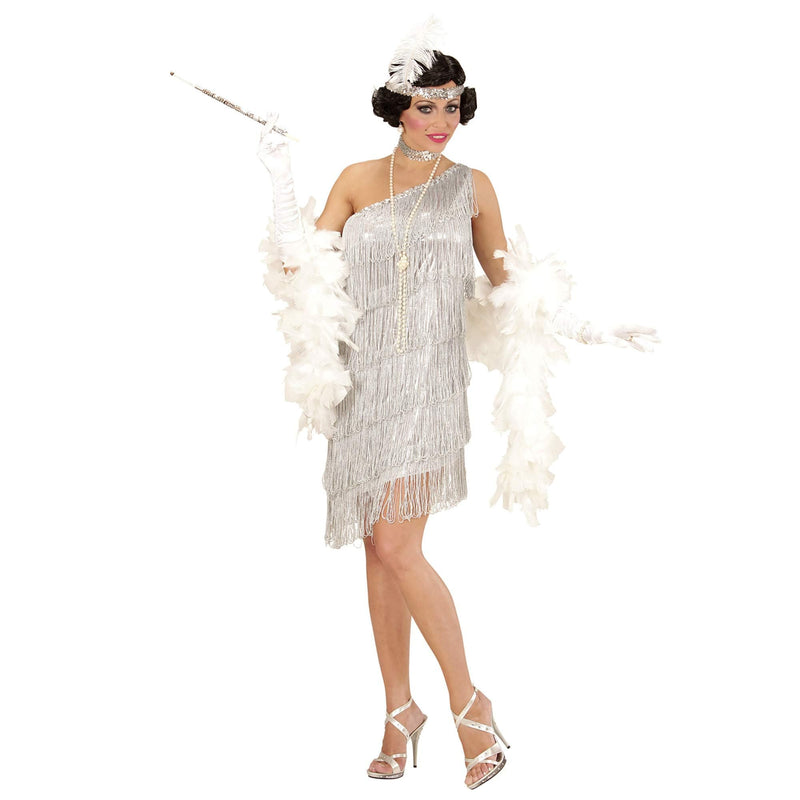 "FLAPPER" (dress, choker, headband with feather) - (S) S Silber