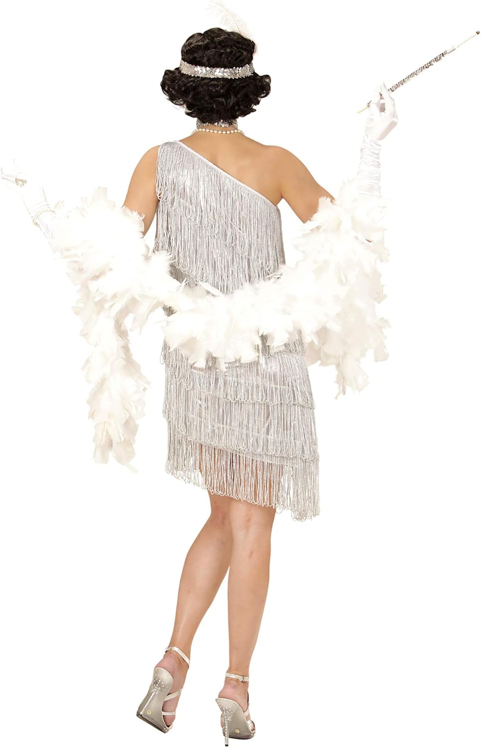 "FLAPPER" (dress, choker, headband with feather) - (S) S Silber