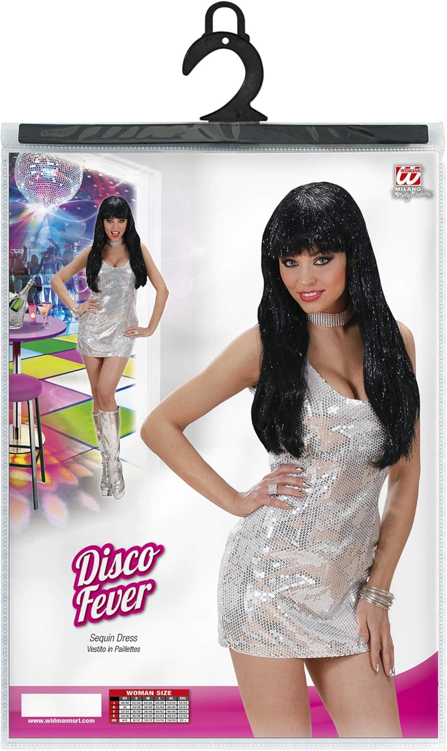 Ladies Silver Sequin Dress Costume Large UK 14-16 for 20s 30s Dancing Flapper Moll Fancy Dress