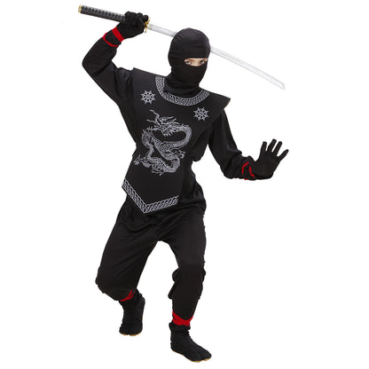WIDMANN - Children's Black Ninja Costume for Oriental Chinese Fancy Dress 158