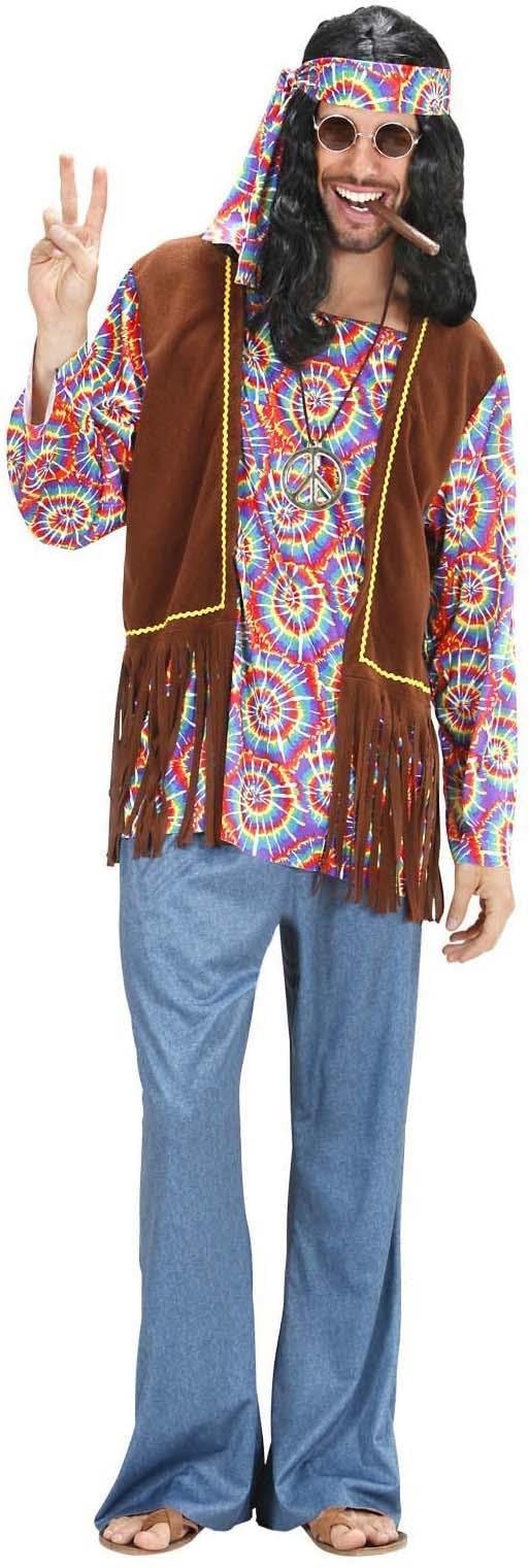 Mens Psychedelic Hippie Man Costume Large UK 42/44" for 60s 70s Hippy Fancy Dress