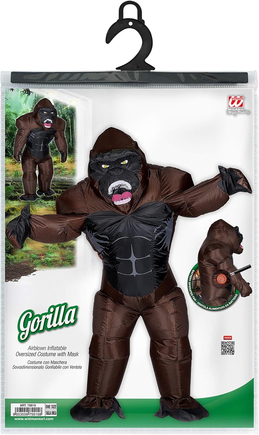 "GORILLA" (airblown inflatable oversized costume with mask) (4 x AA batteries not included) - (One Size Fits Most Adult)