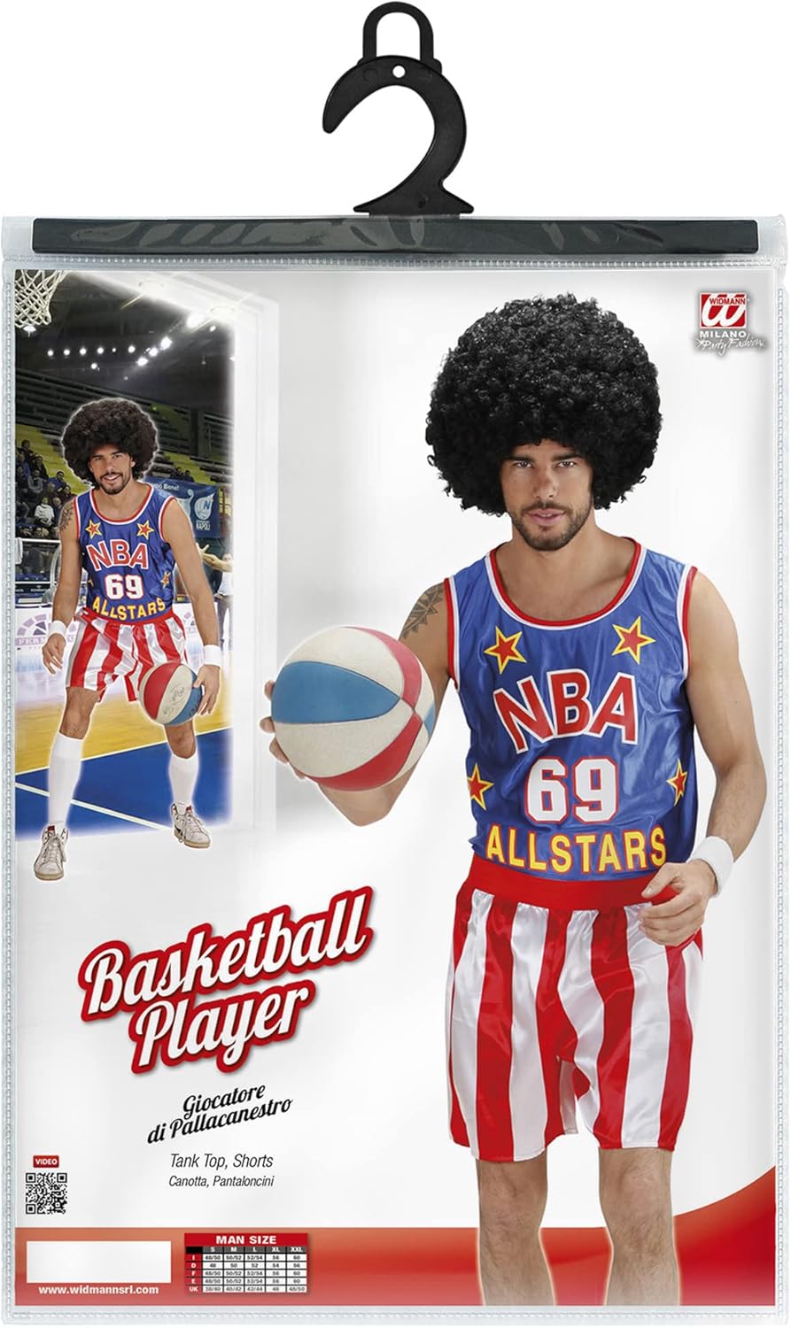 Widmann 7583B Adult Basketball Player Dressing-Up Costume, Top and Shorts ? S