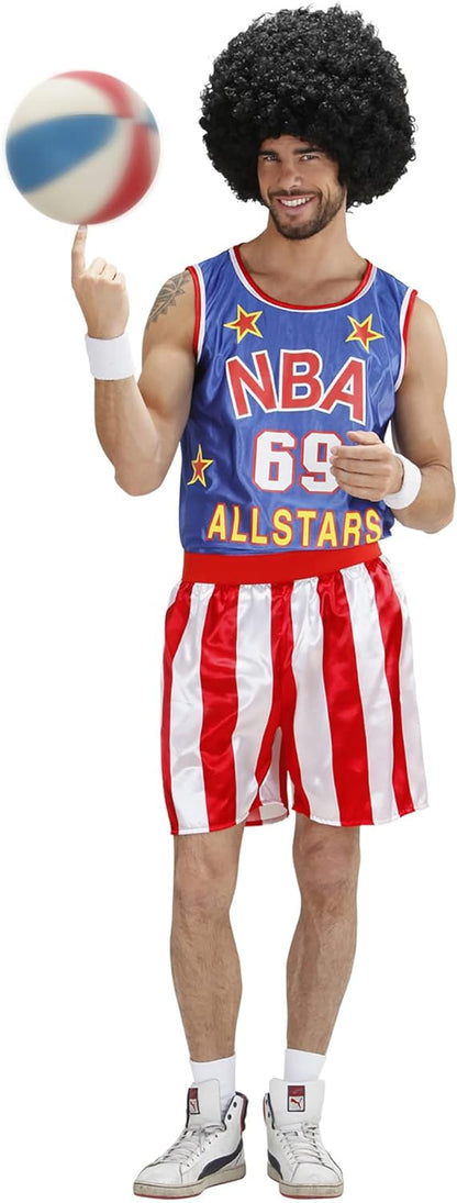 Widmann 7583B Adult Basketball Player Dressing-Up Costume, Top and Shorts ? S