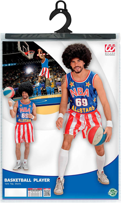 Widmann 7583B Adult Basketball Player Dressing-Up Costume, Top and Shorts ? S