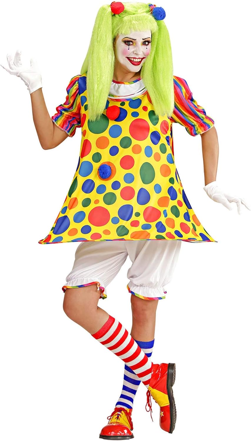 Widmann - Clown girl costume, dress with tyres, love killer and hair bands, circus, carnival, theme party