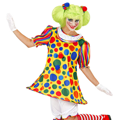 Widmann - Clown girl costume, dress with tyres, love killer and hair bands, circus, carnival, theme party