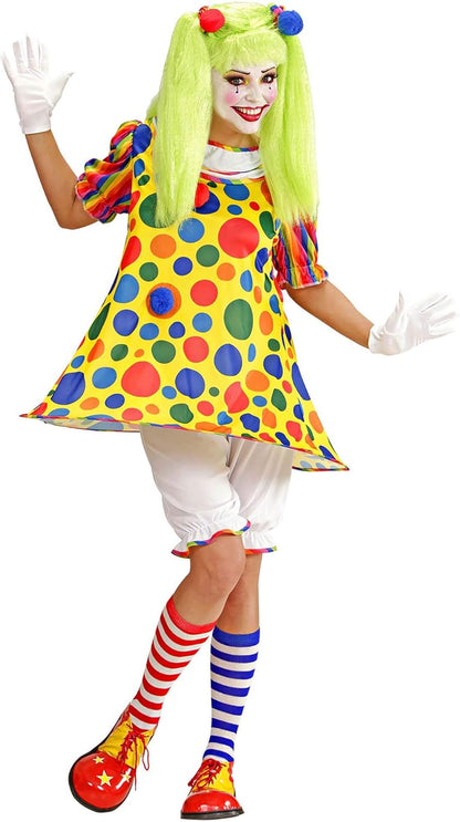 Widmann - Clown girl costume, dress with tyres, love killer and hair bands, circus, carnival, theme party