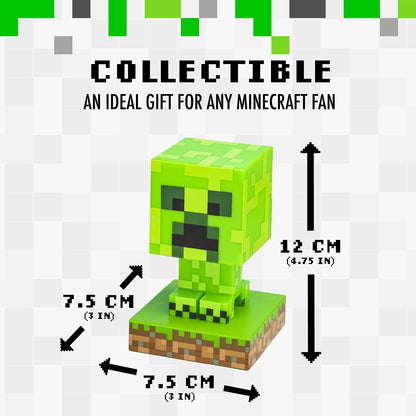 Paladone Minecraft Creeper Light, Lamp, & Night Light - 12 cm Tall - Battery Powered - Gaming Room & Bedroom Decor for Minecraft Gamers, Green