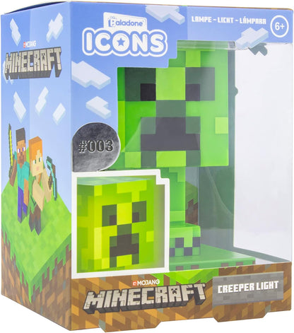Paladone Minecraft Creeper Light, Lamp, & Night Light - 12 cm Tall - Battery Powered - Gaming Room & Bedroom Decor for Minecraft Gamers, Green