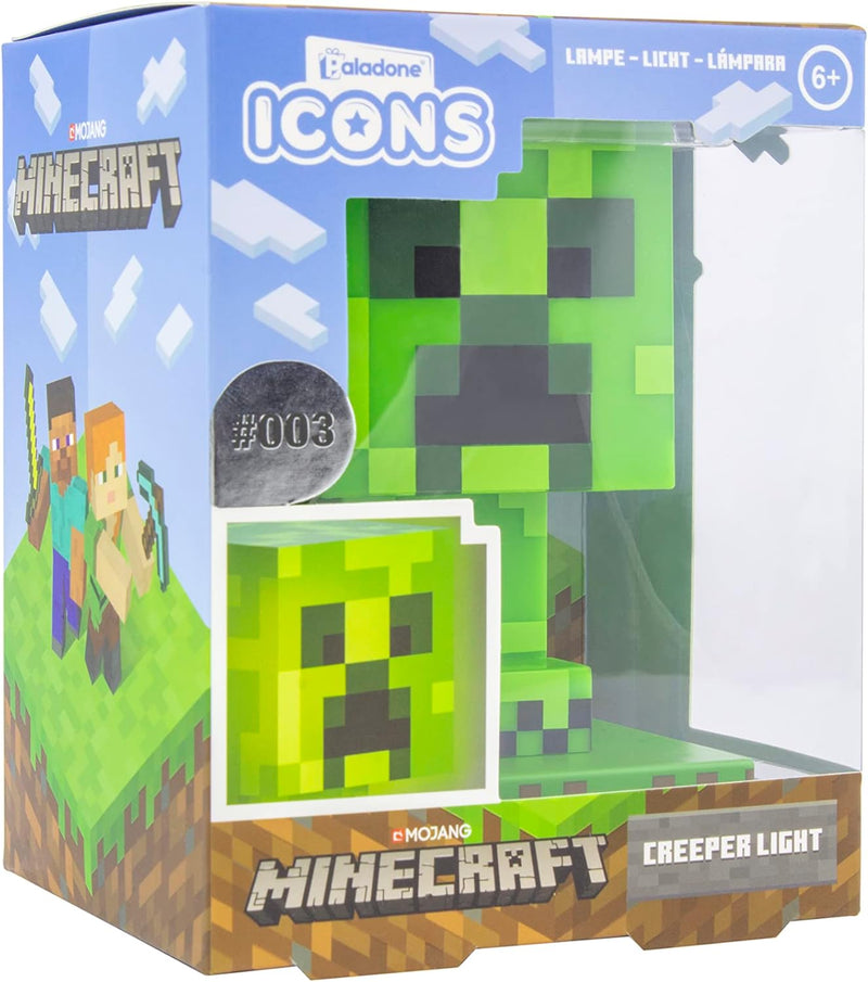 Paladone Minecraft Creeper Light, Lamp, & Night Light - 12 cm Tall - Battery Powered - Gaming Room & Bedroom Decor for Minecraft Gamers, Green