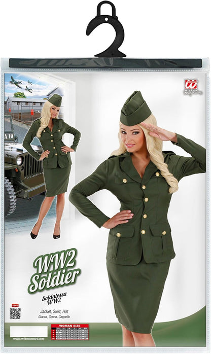 Widmann - Kostüm Soldatin WW2, Jacke, Rock, Hut, Uniform, Karneval, Mottoparty Women: 10-12