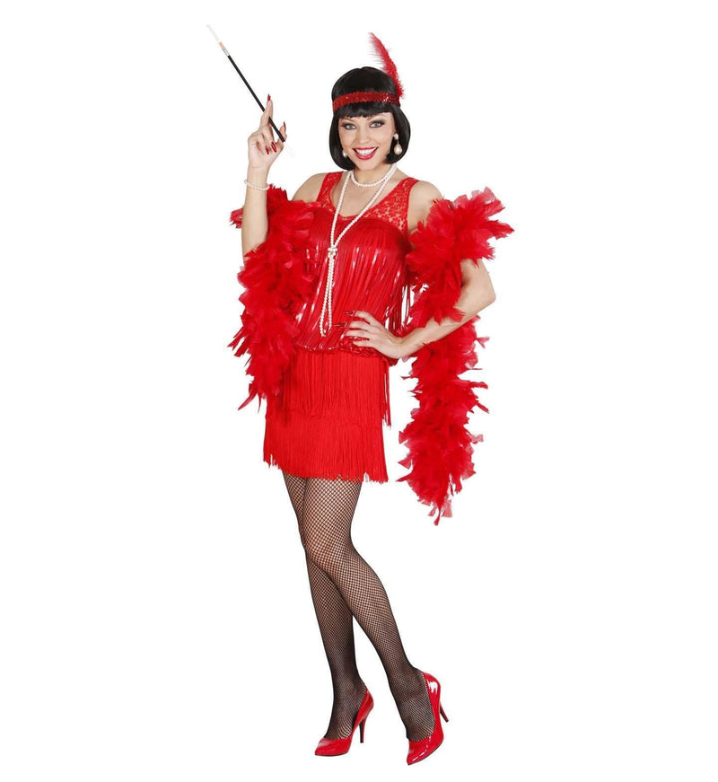 Ladies Red Roaring 20s Flapper Costume Medium UK 10-12 for 20s 30s Moll Bugsy Fancy Dress Red M