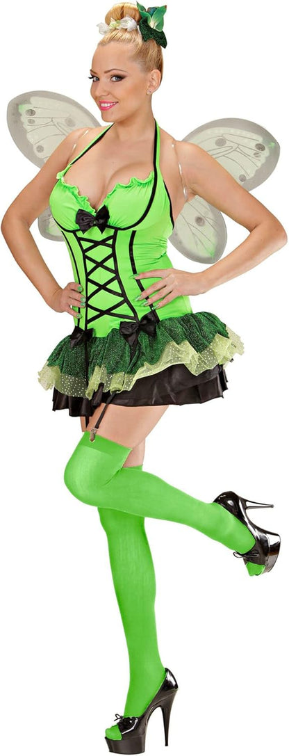 Widmann - Kostüm Grüner Schmetterling, Kleid mit Strapse, Flügel, Haarspange mit Blume, Tier, Falter, Fasching, Mottoparty, Karneval