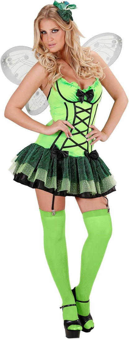 Widmann - Kostüm Grüner Schmetterling, Kleid mit Strapse, Flügel, Haarspange mit Blume, Tier, Falter, Fasching, Mottoparty, Karneval