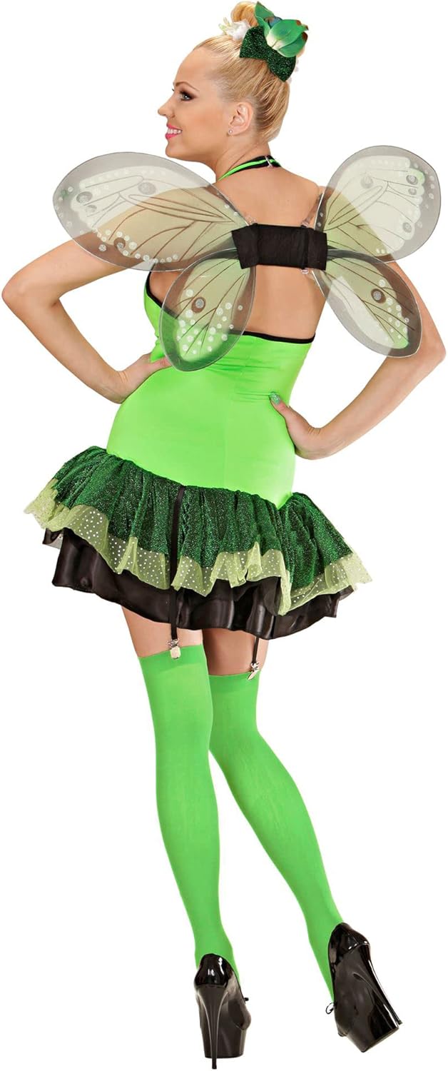 Widmann - Kostüm Grüner Schmetterling, Kleid mit Strapse, Flügel, Haarspange mit Blume, Tier, Falter, Fasching, Mottoparty, Karneval