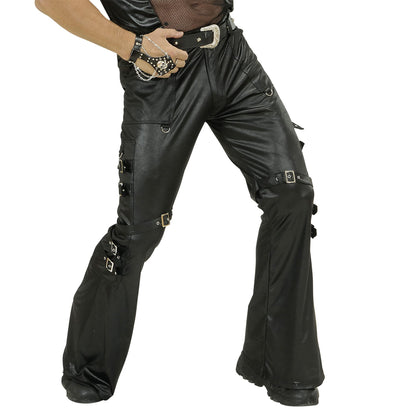 Mens Blk Leatherlook Pants Man Costume Small UK 38/40" for 80s Fancy Dress