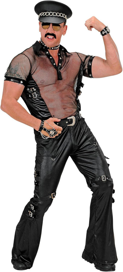 Mens Blk Leatherlook Pants Man Costume Small UK 38/40" for 80s Fancy Dress