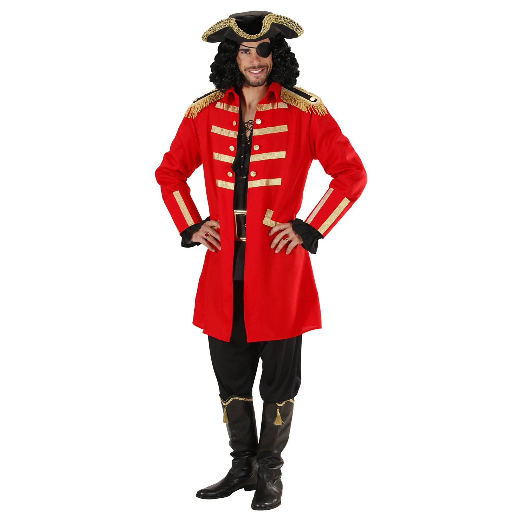Red Pirate / Captain Costume Extra Large for Buccaneer Fancy Dress XL
