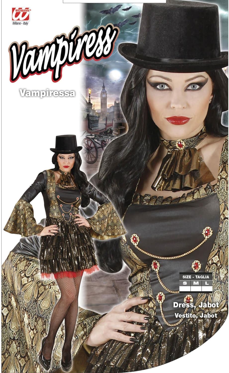 Widmann - Kostüm Vampir, Kleid, Gothic, gotische Vampirin, Faschingskostüme, Halloween Size 10-12, Ladies -> Size 10-12