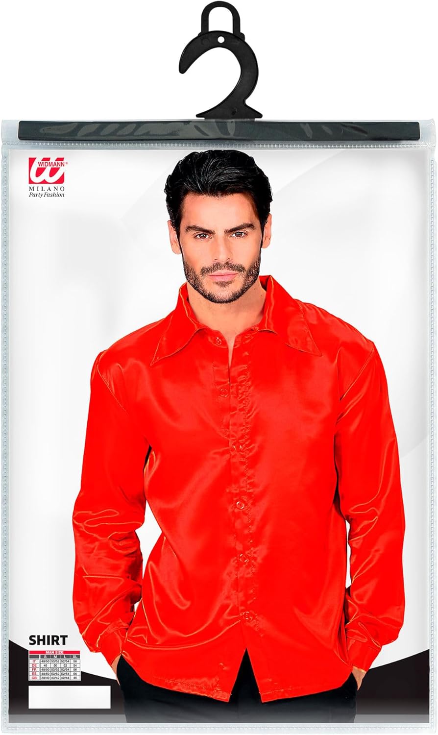 Satin "RED 70s DISCO SHIRT" - (S) S Red