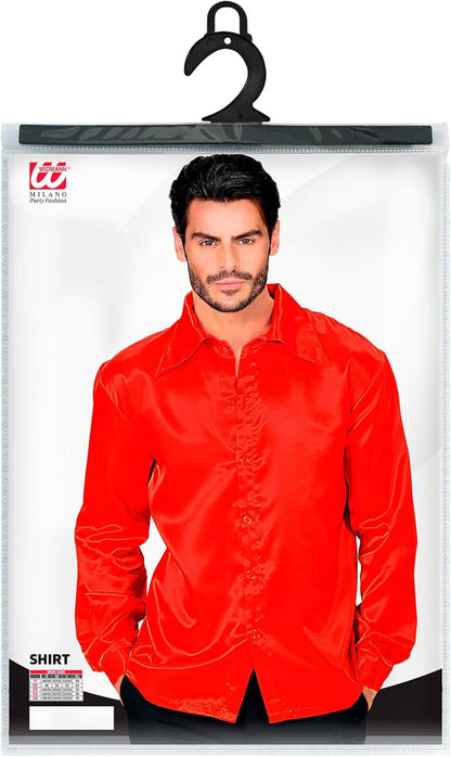 Satin "RED 70s DISCO SHIRT" - (S) S Red