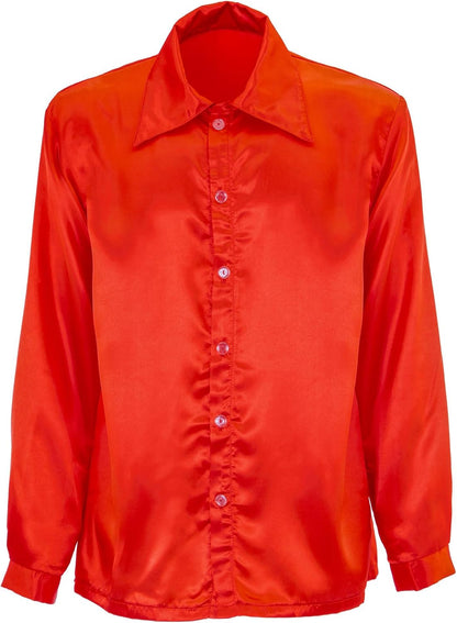 Satin "RED 70s DISCO SHIRT" - (S) S Red