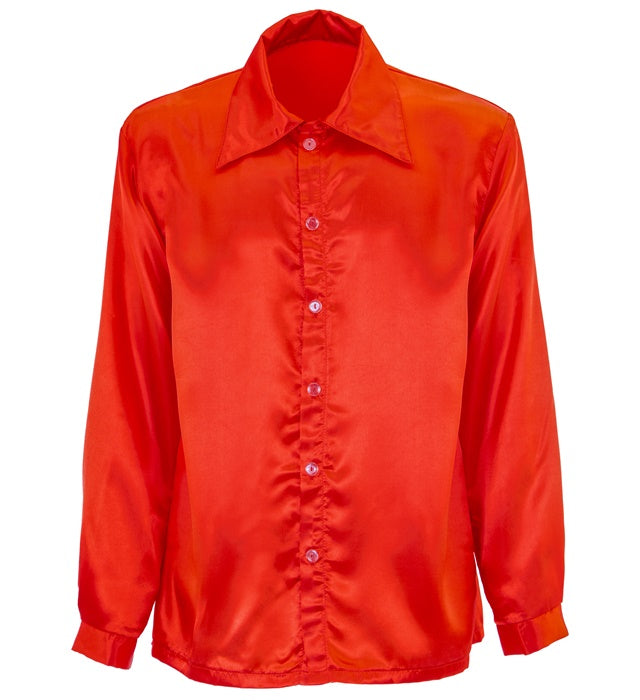 Widmann Satin Red 70s Disco Shirt (L) Red