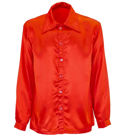 Widmann Satin Red 70s Disco Shirt (L) Red