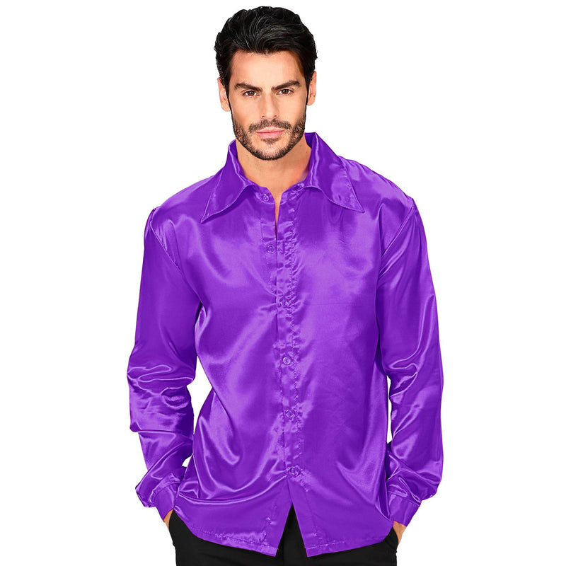 Widmann Satin 70s Disco Shirt Costume For Seventies 70s Disco Retro Fancy Dress Up