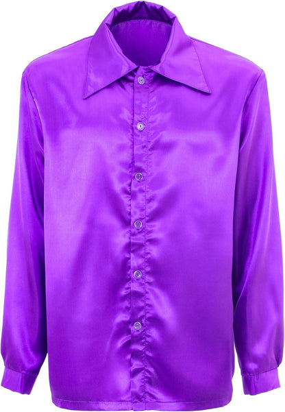 Widmann Satin 70s Disco Shirt Costume For Seventies 70s Disco Retro Fancy Dress Up